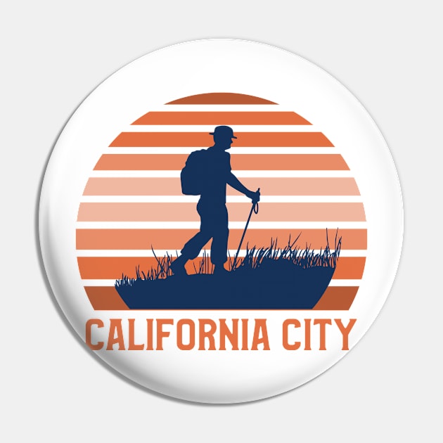 California City Sunset, Orange and Blue Sun, Gift for sunset lovers T-shirt, Camping, Camper with a Stick Pin by AbsurdStore