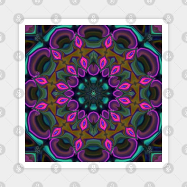 Psychedelic Mandala Purple and Teal Magnet by WormholeOrbital