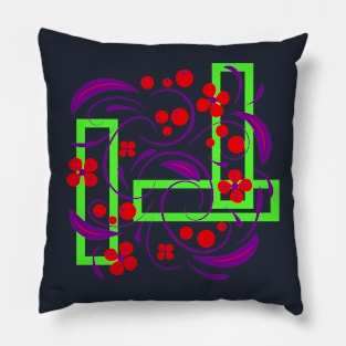 Folk flowers floral art print Flowers abstract art Pillow