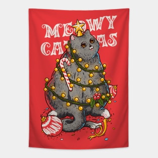 Meowy Catmas - Meowy Christmas Cat tree Tapestry