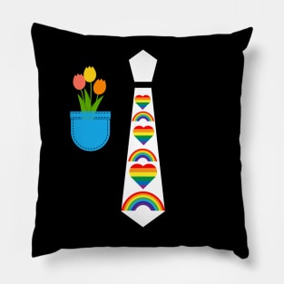 Gay Pride Parade little rainbows tie tux costume with tulips Pillow