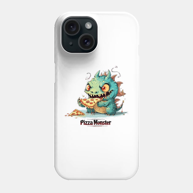 Cute Pizza Eating Monster Phone Case by Obotan Mmienu