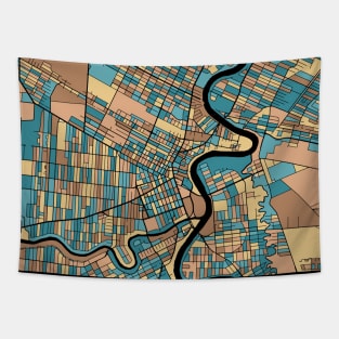 Winnipeg Map Pattern in Mid Century Pastel Tapestry