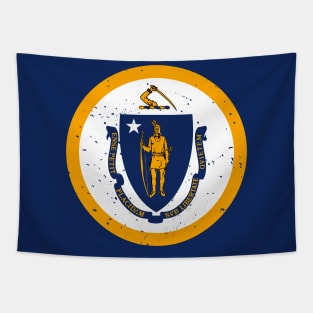 Retro Massachusetts State Flag // Vintage Massachusetts Grunge Emblem Tapestry