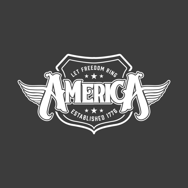 America - Shield Design (White on Asphalt) by jepegdesign