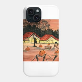 Halloween Farm. Watercolor Painting Phone Case