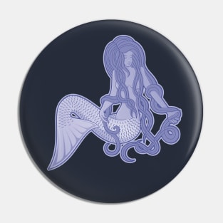 Sitting Mermaid Blue Pin