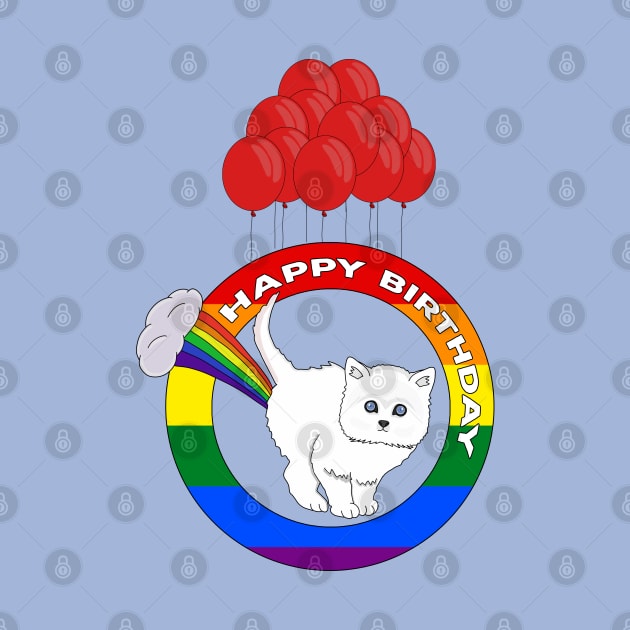 Happy Birthday - Funny Cat Fart Rainbow by DiegoCarvalho