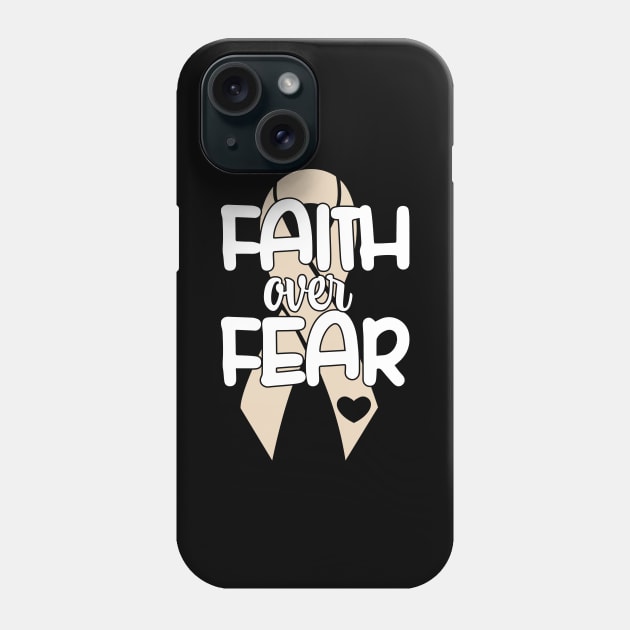 Faith over Fear Pearl Ribbon Lung Cancer Phone Case by busines_night