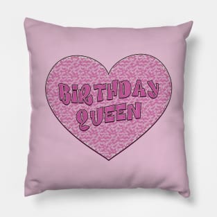 Birthday Queen Animal Print Heart Pillow