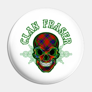 Scottish Clan Fraser Tartan Celtic Skull Pin