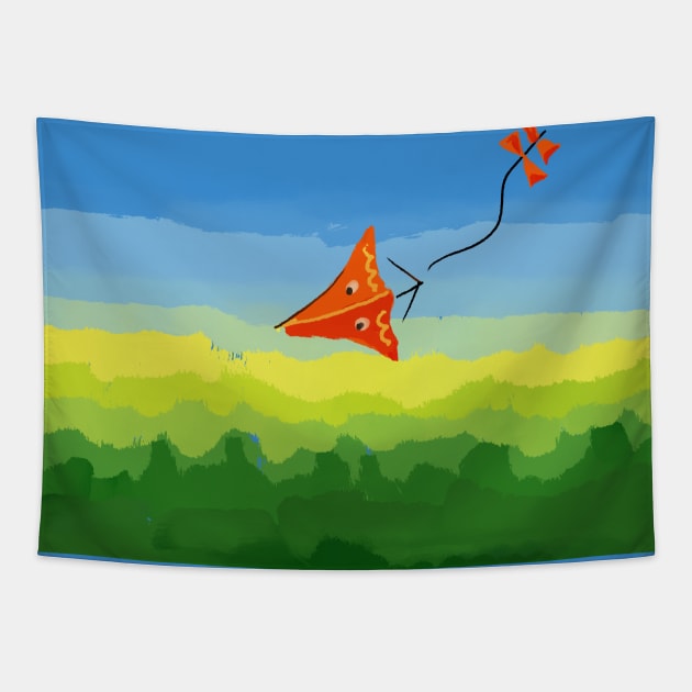 Kite flying Tapestry by ArtKsenia