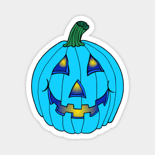 Blue Glowing Jack-O-Lantern Pumpkin Magnet