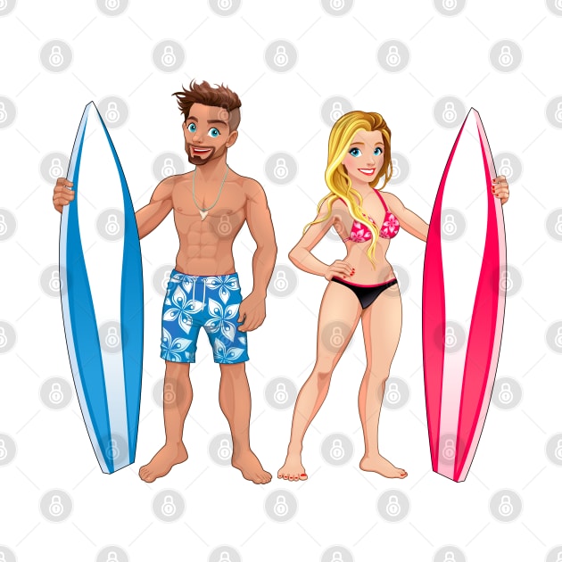 Surfers boy and girl by ddraw