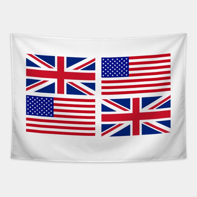 The American and United Kingdom Flag x2 Tapestry by Islanr
