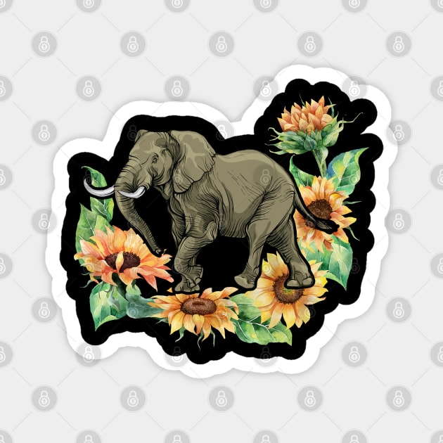 Sunflower Elephant Gift Magnet by TabbyDesigns