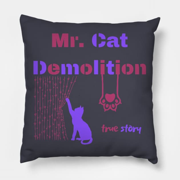 cat toys scratching scratching furniture mischievous behavior high energy playing with a cat cat toys cat behavior feline fun Pillow by Greenmillion