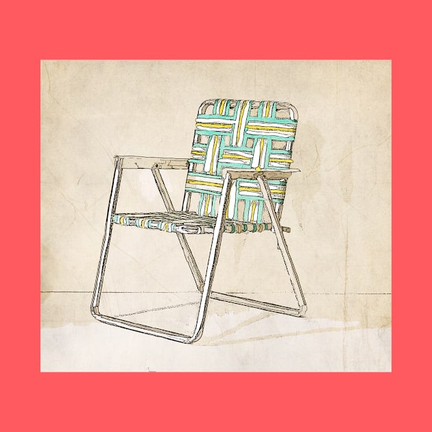 Digital Retro Relic Classic Lawnchair Sodaartstudio by SodaArtStudio