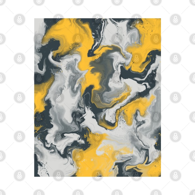 Shades of Moody Yellow, Dark Green, and White Aesthetic Marble Pattern by Teeworthy Designs