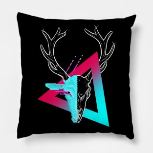 New Retro Wave Stag Skull Pixelart Pillow