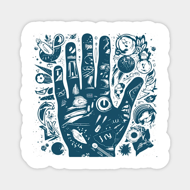 Punk Rock Hand Magnet by Katia Galante Art