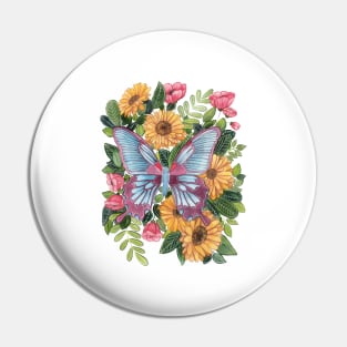 Butterfly in Flowers 1 Pin