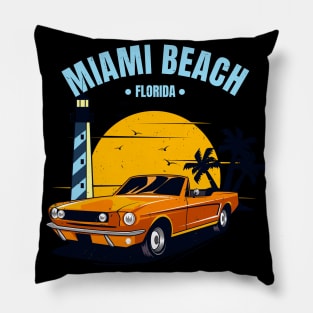 Miami Beach Muscle Car Florida Pillow