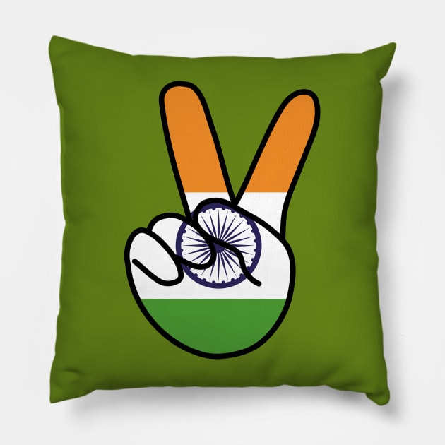 India Flag V Sign Pillow by DiegoCarvalho