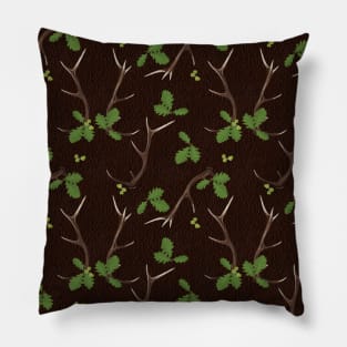 Antlers on Leather Pillow