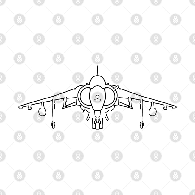 Hawker Harrier jump jet fighter aircraft outline graphic (black) by soitwouldseem