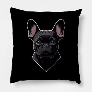 Cute Portrait Black French Bulldog Pillow