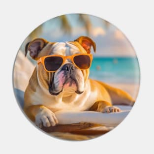 bulldog at the beach Pin