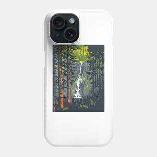 Marymere Falls in Olympic National Park Washington State WPA Poster Art Phone Case