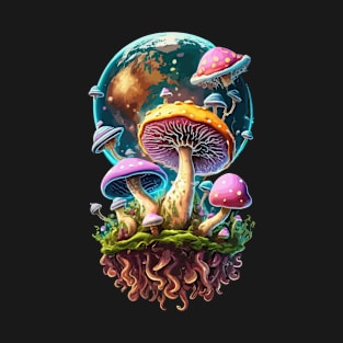 Magic Mushroom Psychedelic Retro Style Shrooms Design T-Shirt