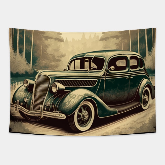 Vintage Car retro 70s Tapestry by kareemik