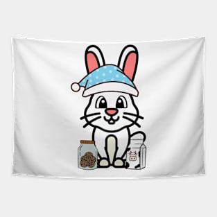 Cute Bunny is having a midnight snack Tapestry