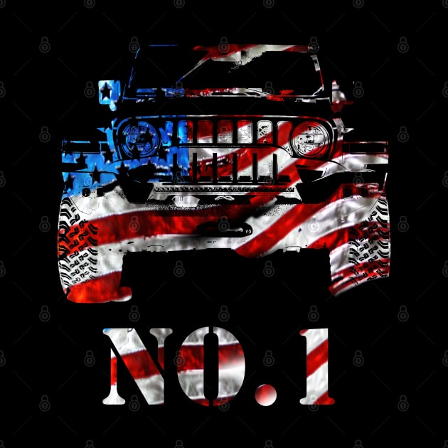 No.1 4x4 car US Flag by WOS