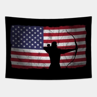 Archery US Flag Proud American Archer Bow Gift Tapestry