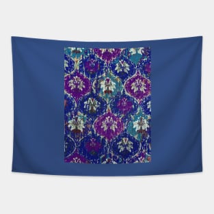 Moroccan Lantern pattern, blue teal purple, distressed faded old Tapestry