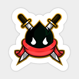 black monster knight sword with red scarf vector character Magnet