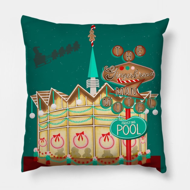 The Gingerbread Man Motel Pillow by jenblove