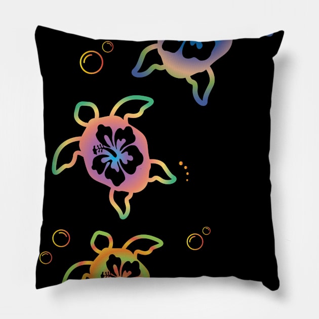 Colorful Sea Turtles Ocean Waves Seabed Marine Life Under The Sea Design Gift Idea Pillow by c1337s