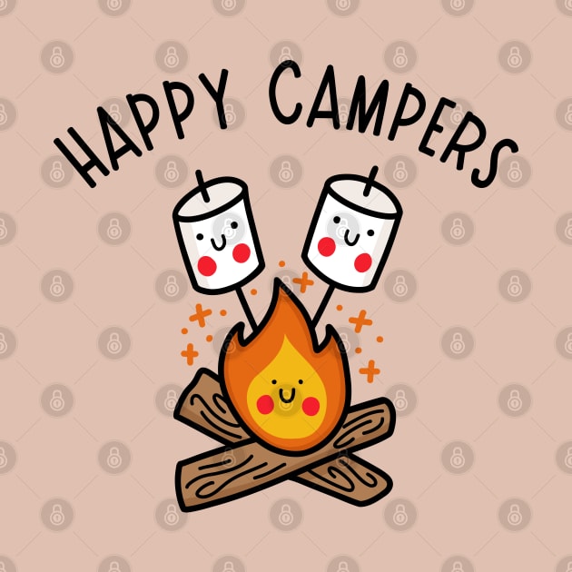 Kawaii Campfire with Happy Marshmallows by designminds1