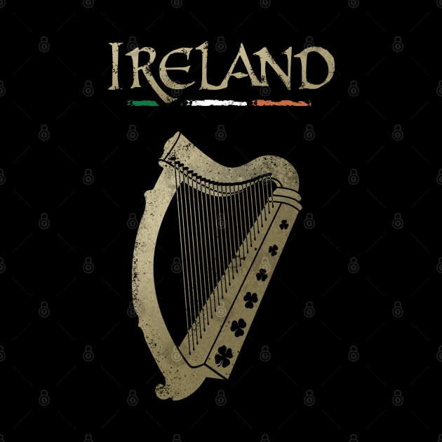 Ireland flag and harp with clovers by VinagreShop