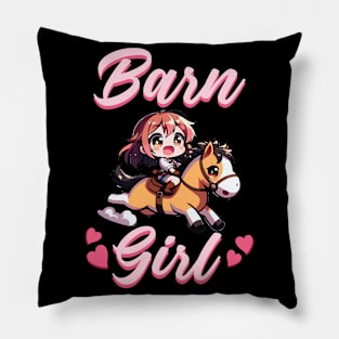 Barn Girl I Equestrian Pony Horse Fan Pillow