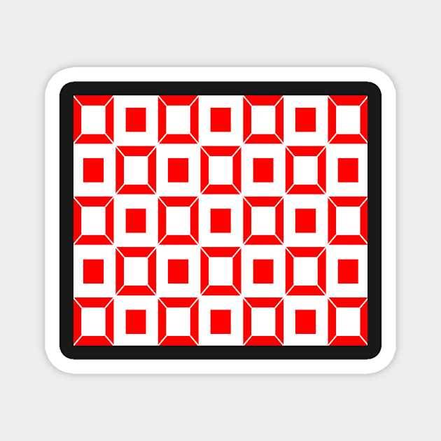 Abstract geometric pattern - red and white. Magnet by kerens