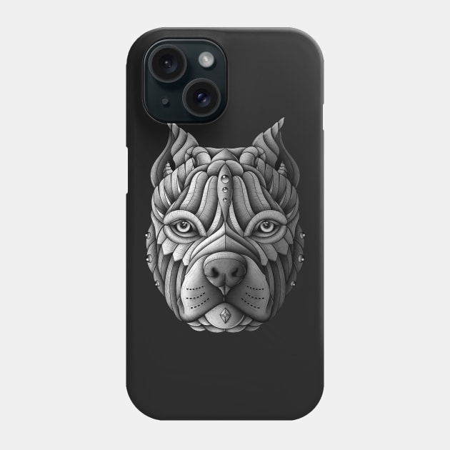 Ornate Pitbull Phone Case by Psydrian