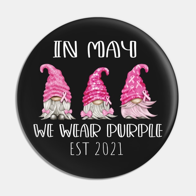 Rainbow In May We Wear Purple Gnomies / In May We Wear Purple Awareness Gnome Pin by WassilArt