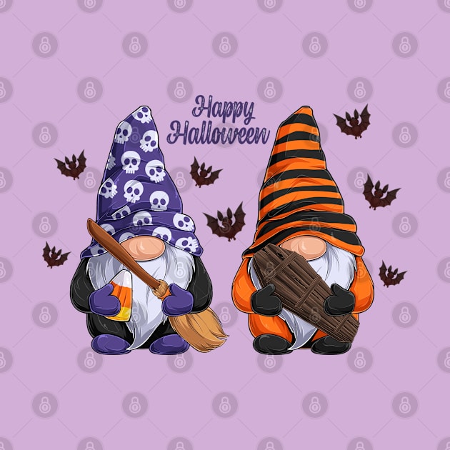 Cute gnomes, Halloween, Disguise, Witch, Broom, Coffin, Happy Halloween by Merilinwitch