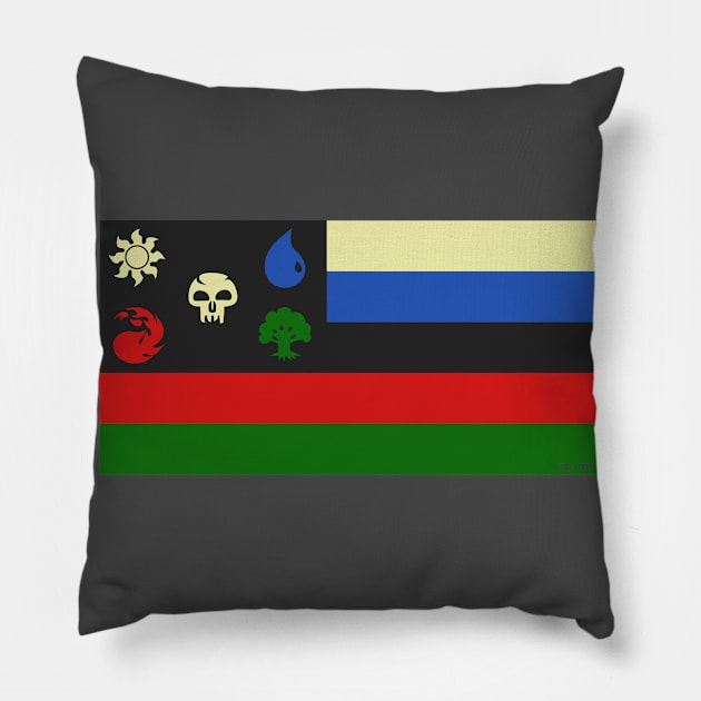 The National Flag of WUBRGania! | MTG Mana Color Design Pillow by ChristophZombie